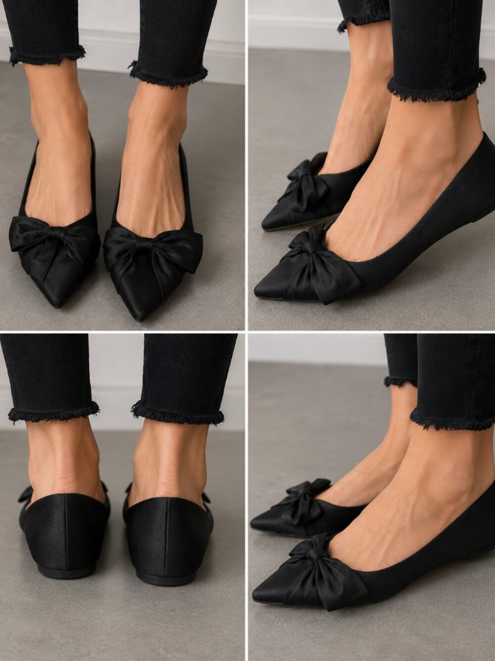 Elegant Nina New York Black Satin Heels with Bow Detail, Size 8M - Worn Once